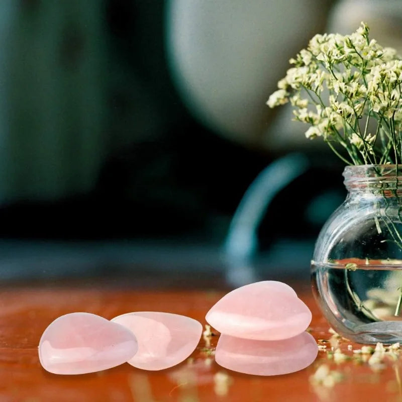15pcs Healing Crystal Natural Rose Stone Heart Shape