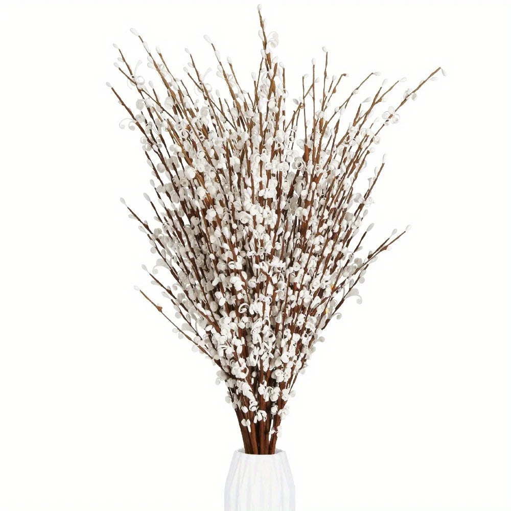 15Pcs Flowers Faux Jasmine Flowers 29.5Inch Pussy Willow Branches