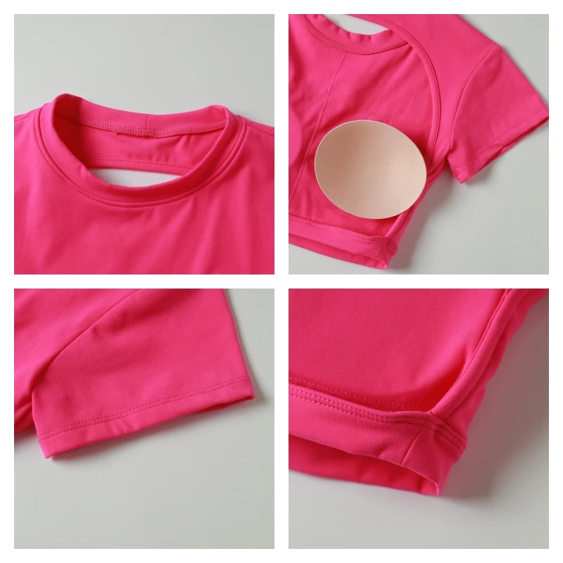 Ctenkevet Sports Short Top Women Fitness Yoga Wear Gym T-Shirt