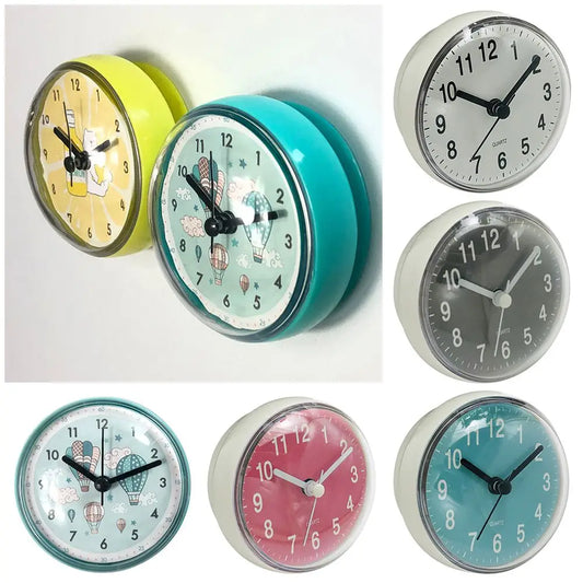 Mini Sucker Wall Clock Bathroom Anti-Fog Waterproof 7cm