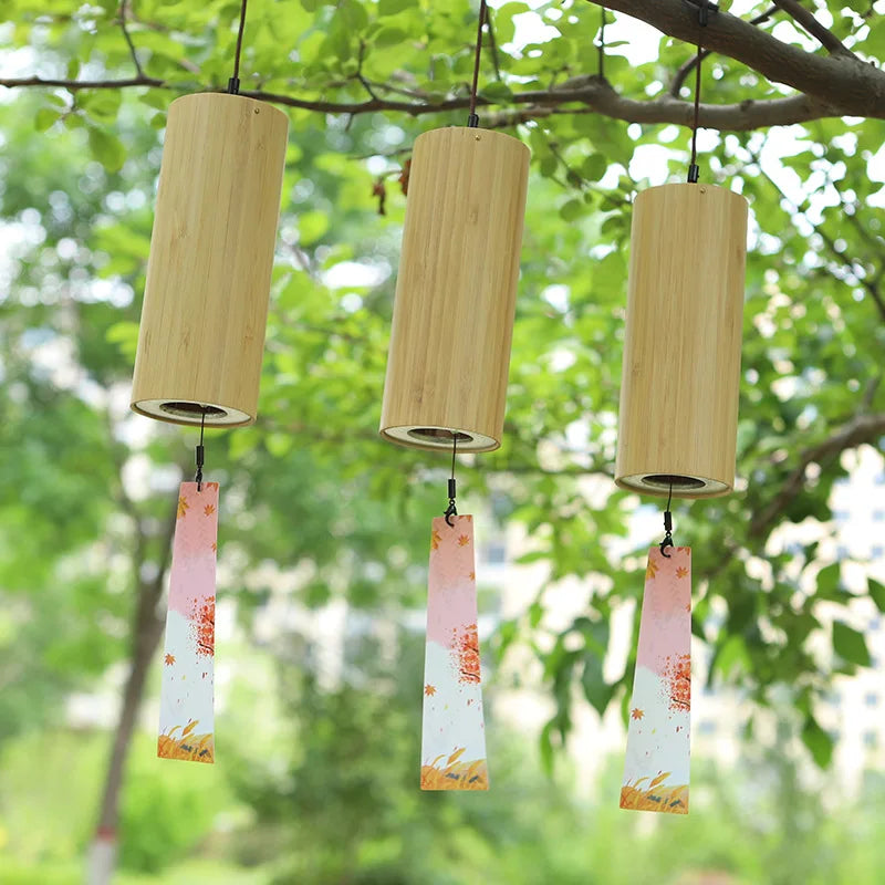 1 Set Wind Chimes Bamboo Chord Handmade Musical Windchime