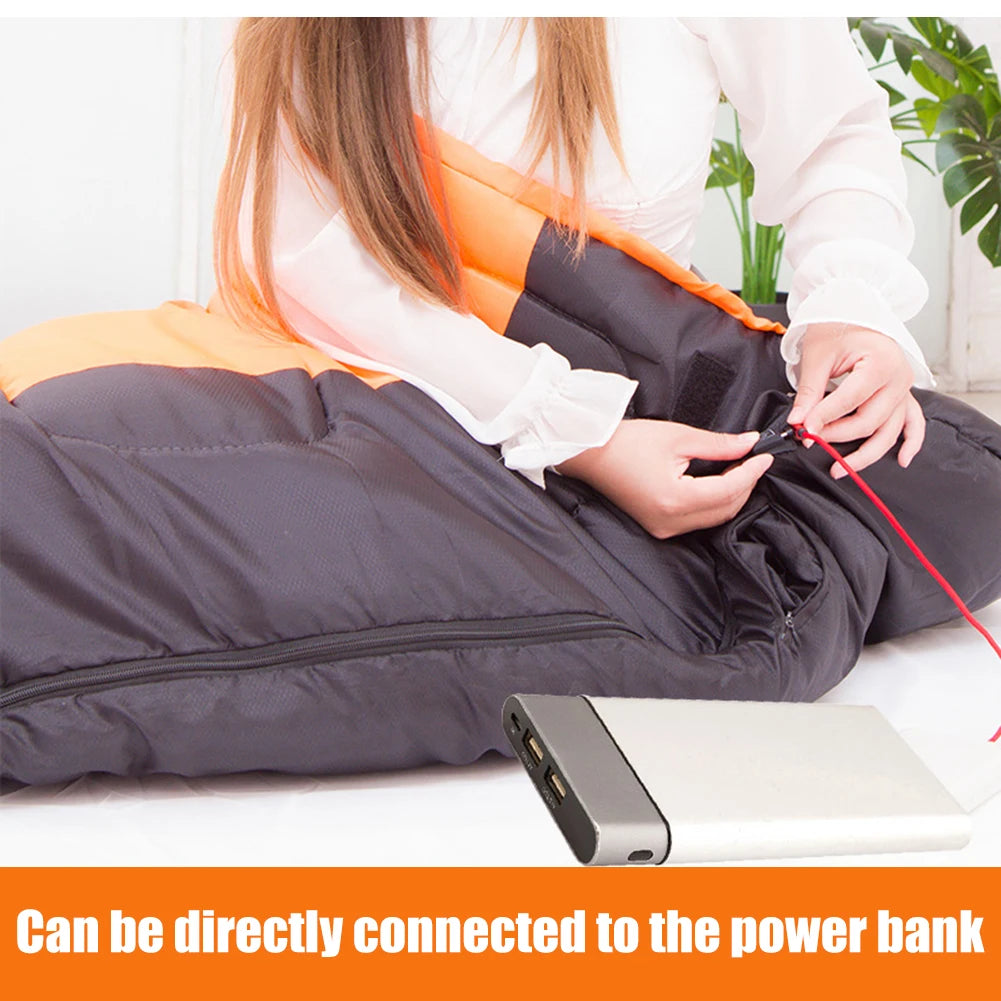 Winter Electric Heated Camping Sleeping Bag 3-Level Warm Pad