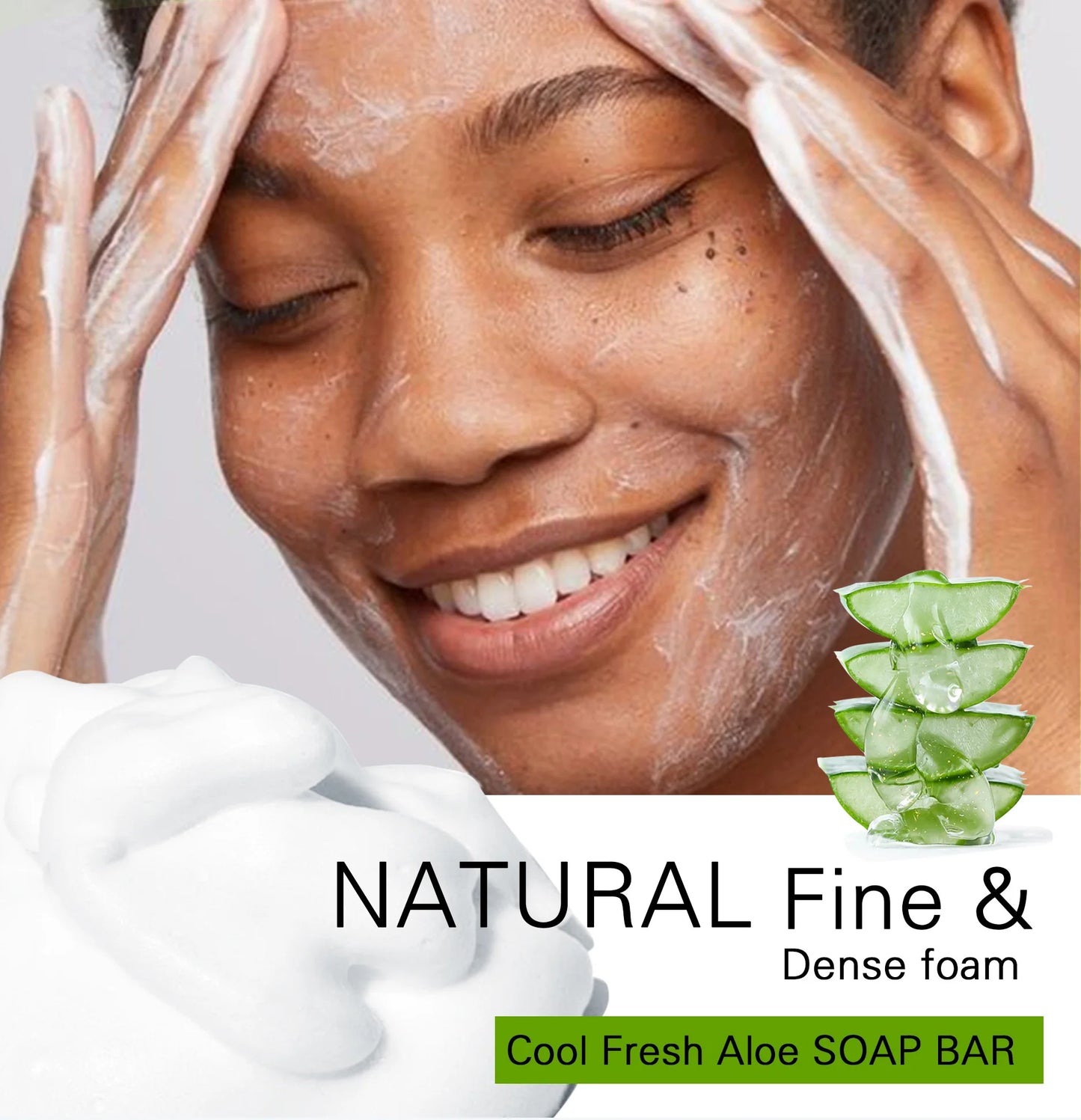 Cool Fresh Aloe Soap Bar, Reduce Acne and Black Spots, Clean Skin, Oil Control, Exfoliation, For Face And Body Use