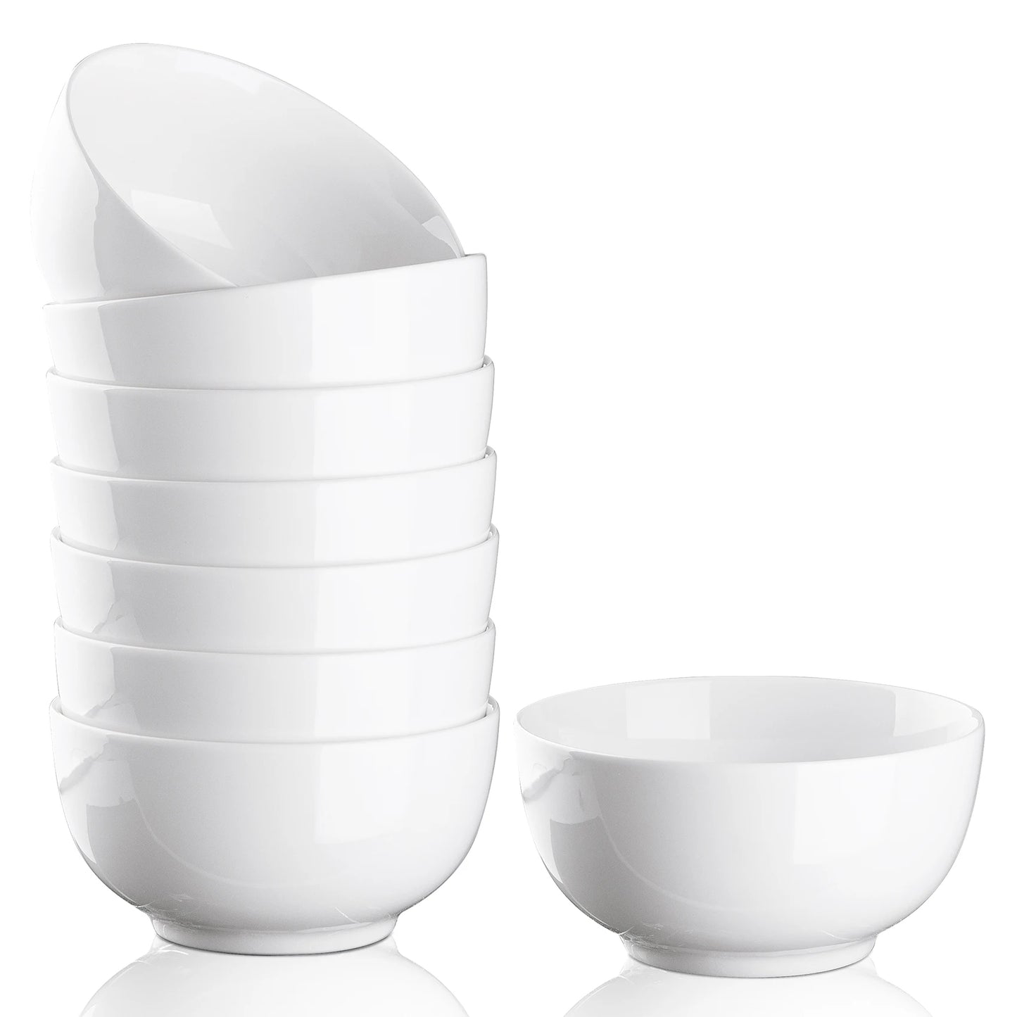 10 Ounce Porcelain Bowls Set 8 Pack Premium White Bowls