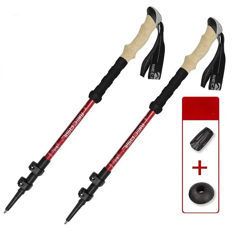 2PCS Trekking Telescopic Ultralight  Hiking Cane