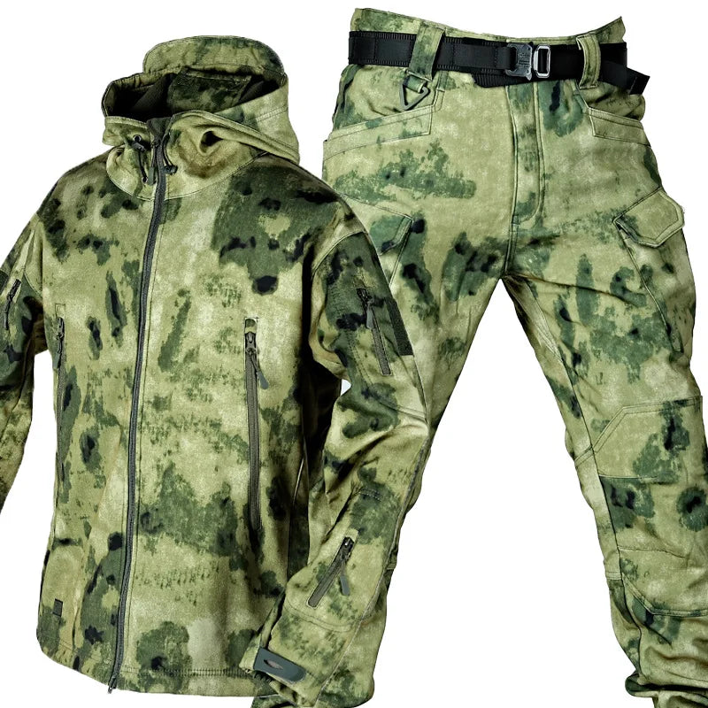 Men's Outdoor Shark Skin Warmth Jacket and Pants Set