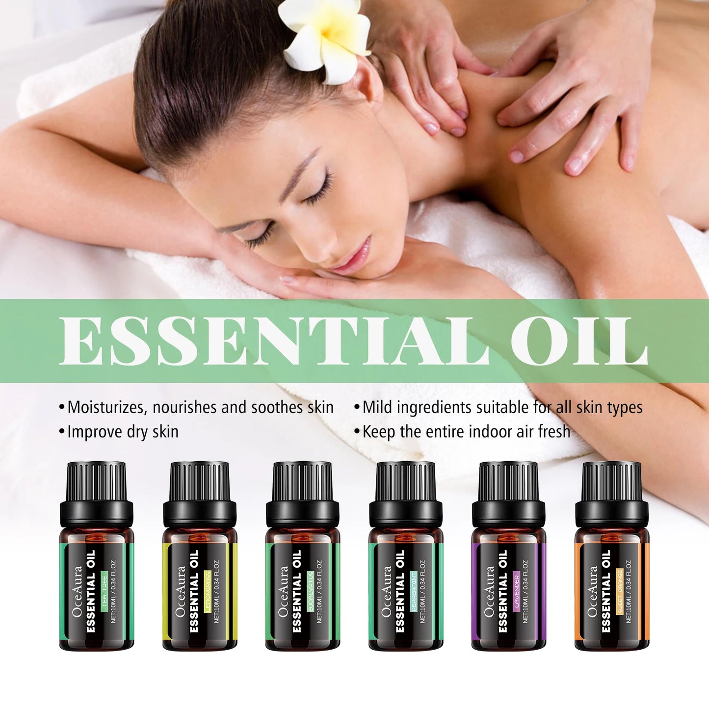 Plant Essential Oil Gift Box Set Relaxing Long-Lasting Fragrance for Massage and Skincare