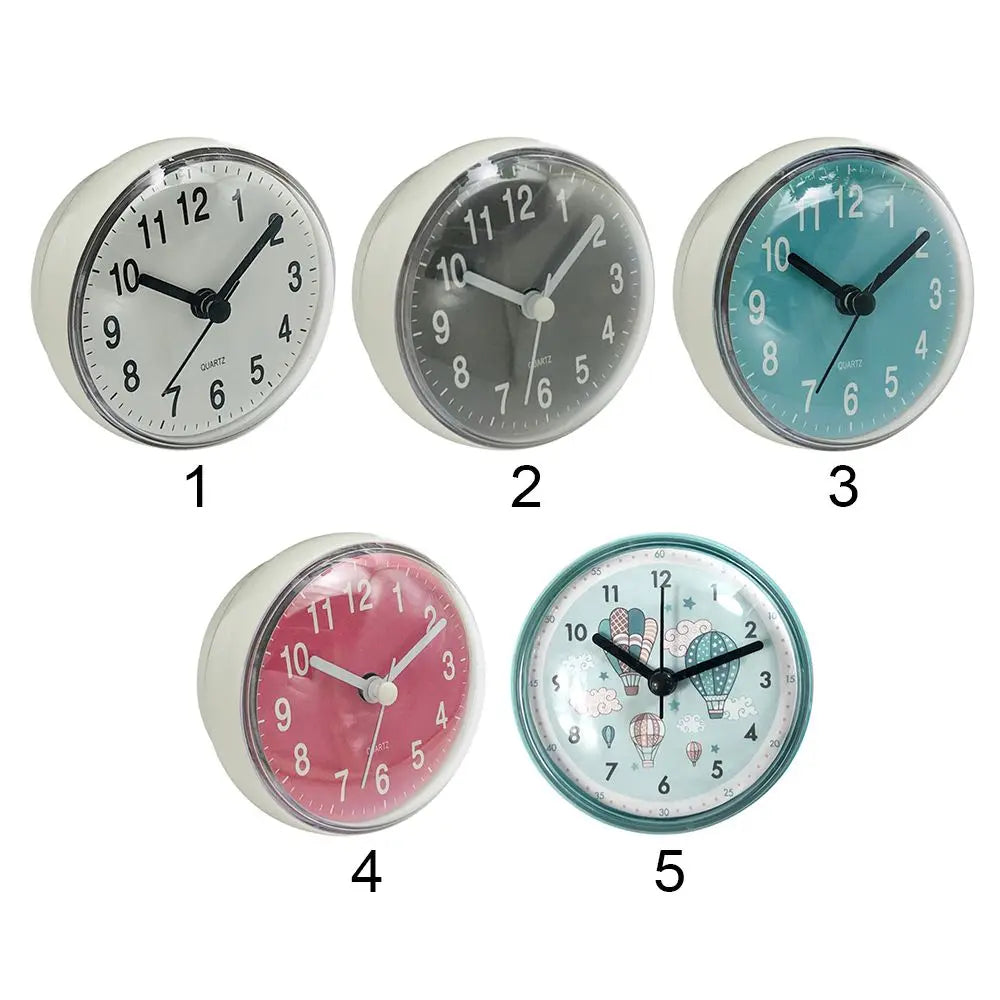 Mini Sucker Wall Clock Bathroom Anti-Fog Waterproof 7cm