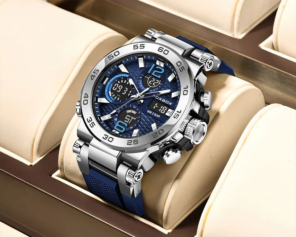LIGE Fashion Military Watch For Men FOXBOX Luxury Quartz