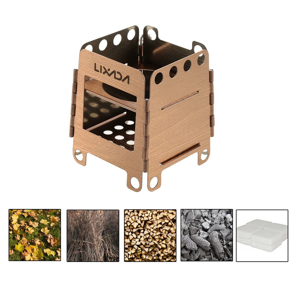 Camping Titanium Stove Lightweight Folding Wood Burning Stove Portable Outdoor Pocket Stove For Backpacking Cooking