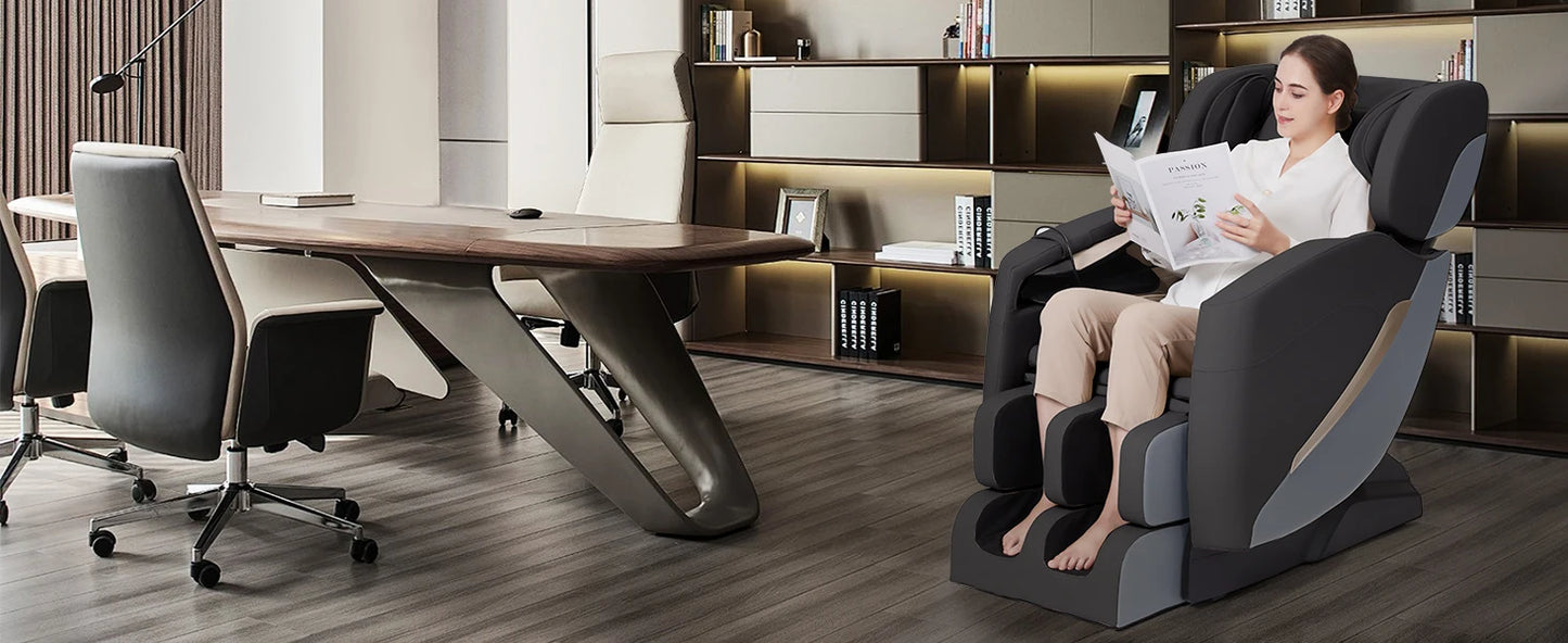 Full Body Zero Gravity Massage Chair with Auto Modes, 8 Fix Point Rollers, Bluetooth, Foot Massage
