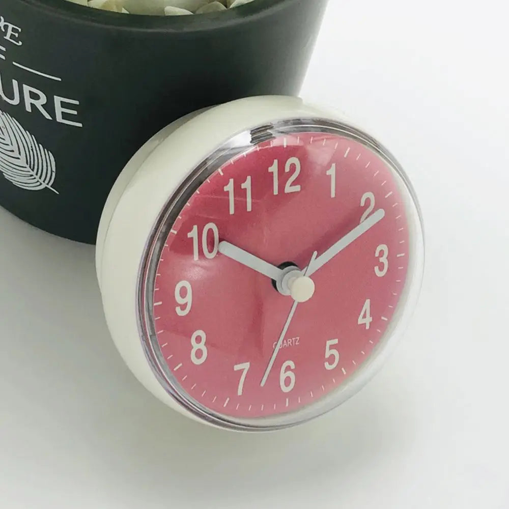 Mini Sucker Wall Clock Bathroom Anti-Fog Waterproof 7cm