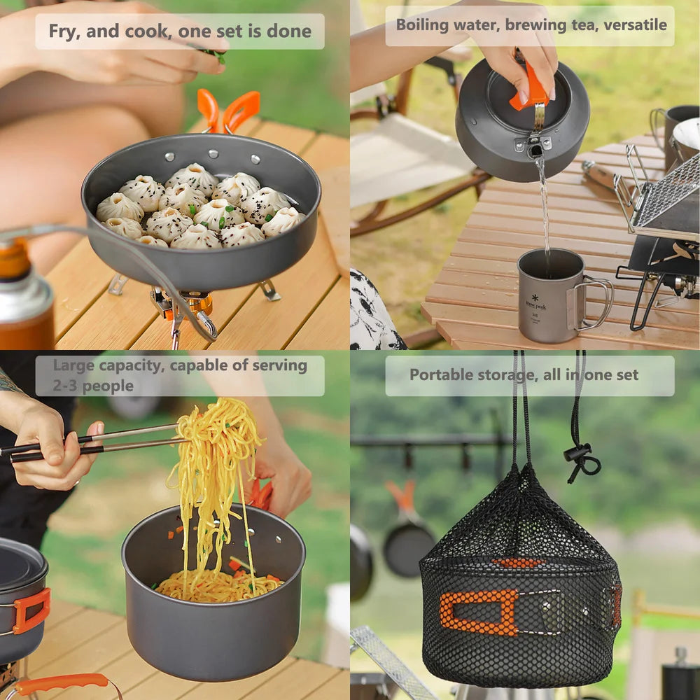 Camping Cooking set Teapot For 2-3 People Non-stick pots assorted sets