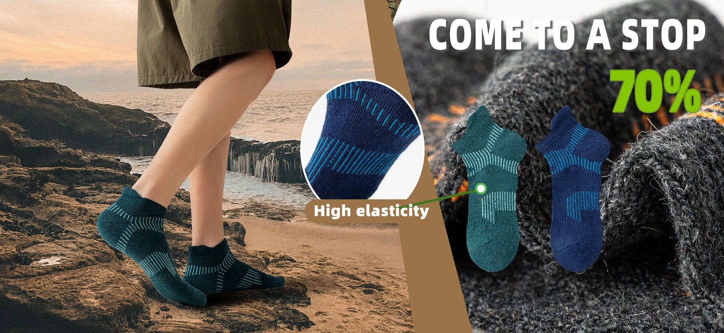 6 Pairs Merino Wool Ankle  Compression Socks