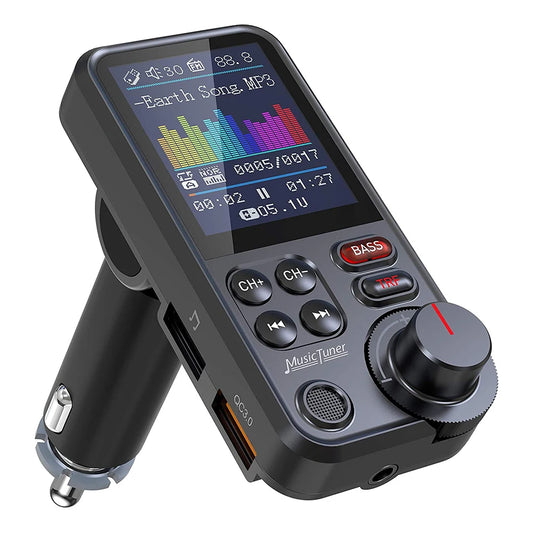 Car Mp3 Music Player Hands-free Kit Wireless Bluetooth-compatible Fm Transmitter Aux Qc3.0 Fast Charge