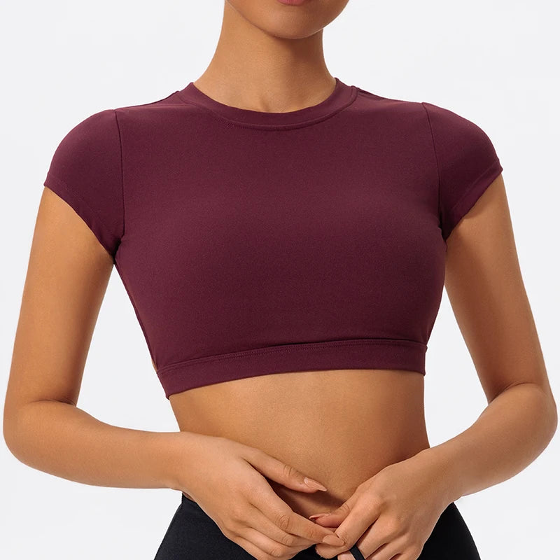 Ctenkevet Sports Short Top Women Fitness Yoga Wear Gym T-Shirt