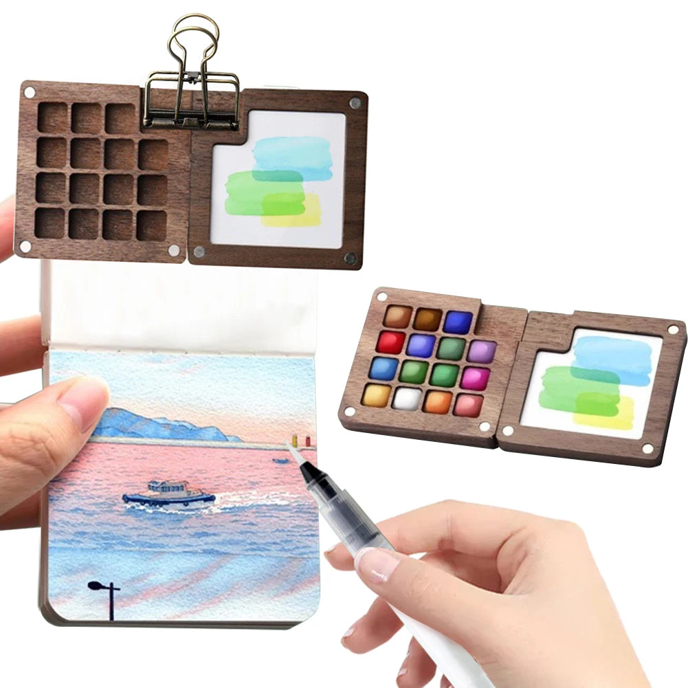 Travel Paint Palette Artist Watercolor Set with Clip Mini Watercolor Palette Set