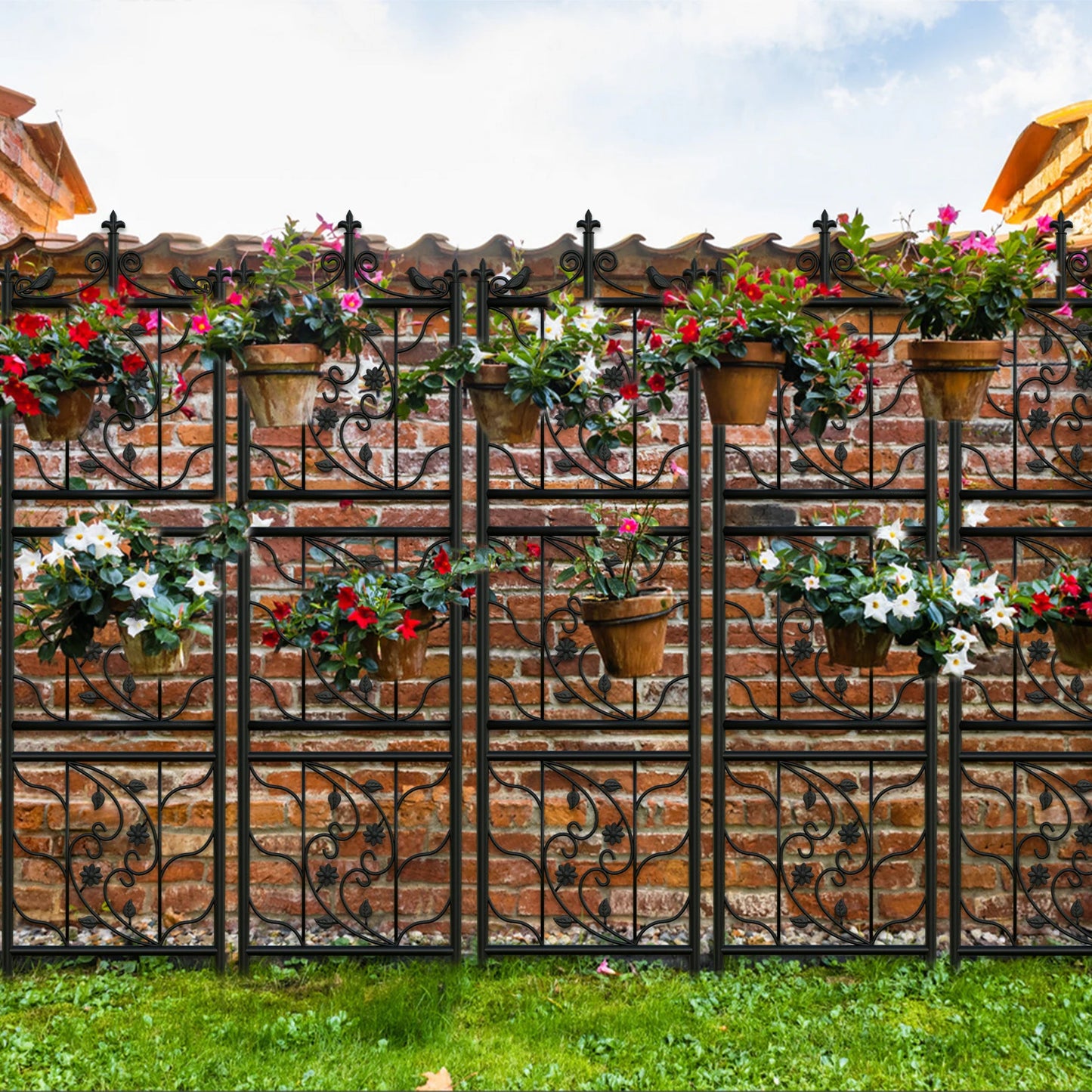 71 Inch Garden Trellis Decorative Outdoor Metal Fence Panel