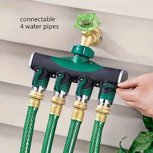 1Pcs Zinc Alloy 4-Way Water Pipe Joint Garden Hose 3/4'' rs