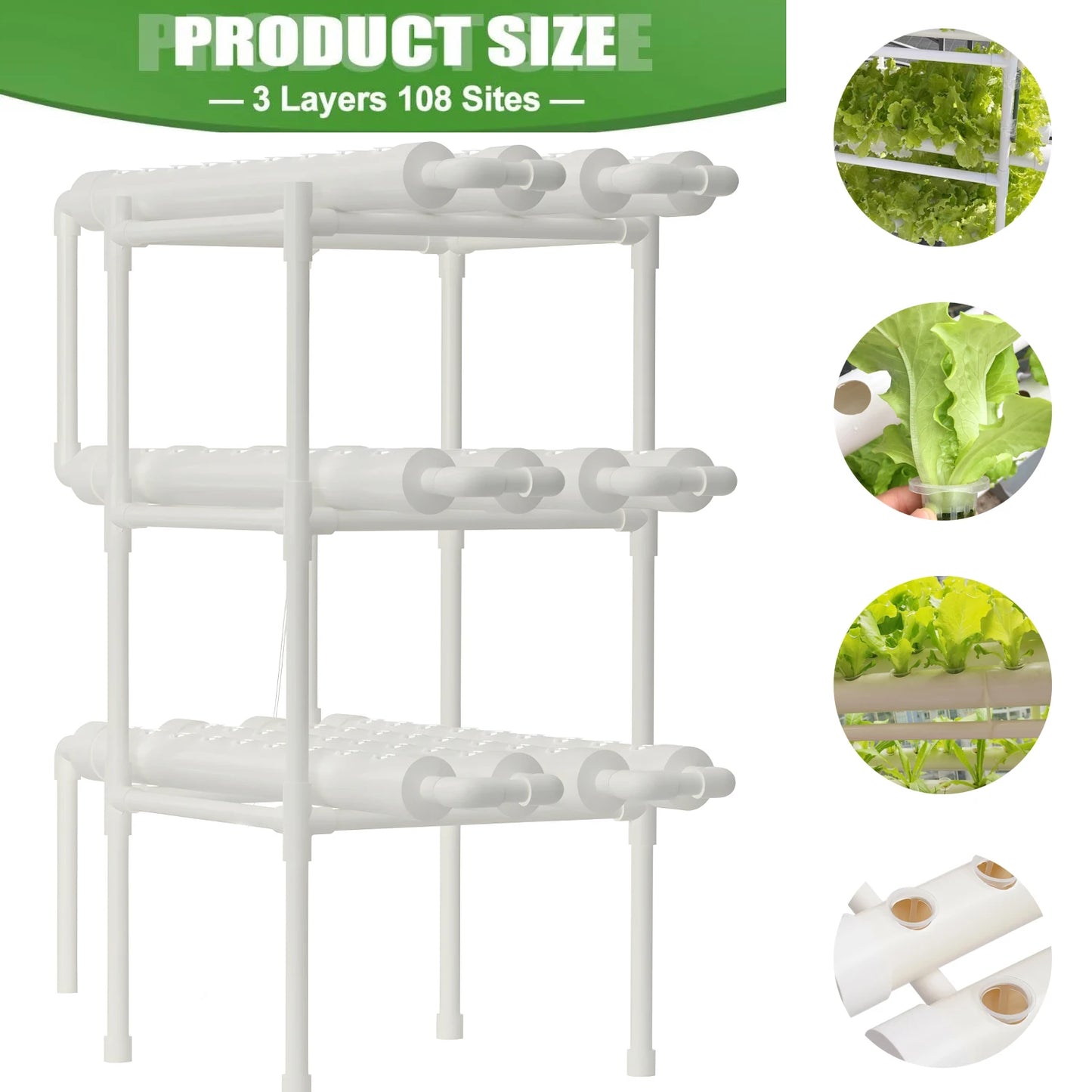 Hydroponics Growing System Kit BHTNYOO 3 Layers 108 Sites