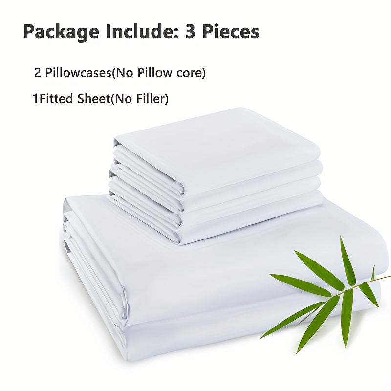 100% Bamboo Fiber Bed 3pcs Set, Comfortable - Hotel Luxury Bed Sheet+Pillowcase