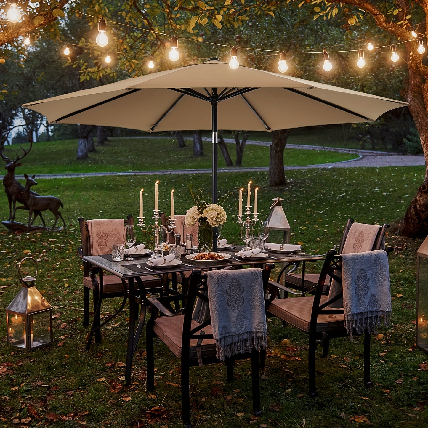 9 FT Patio Table Umbrella With Push Button Tilt And Crank