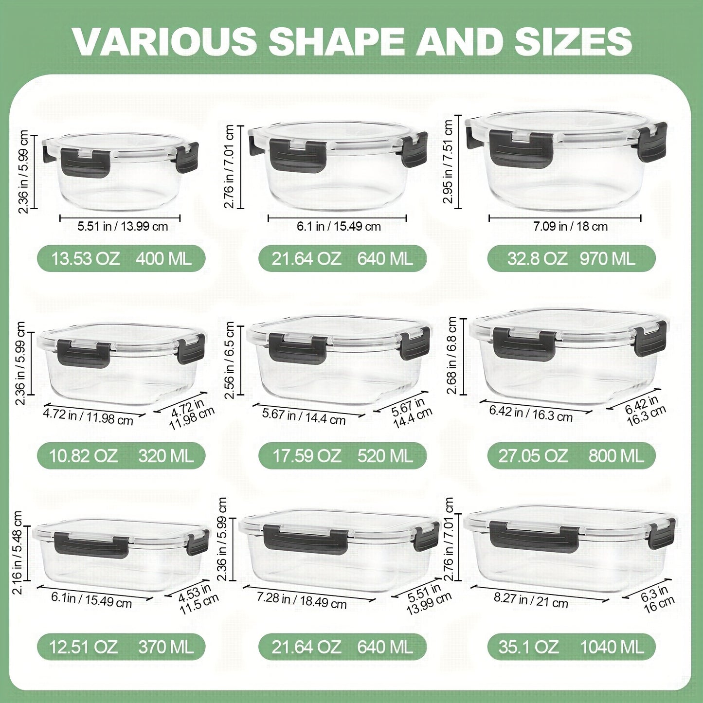 12pcs Glass Food Storage Containers with Lids