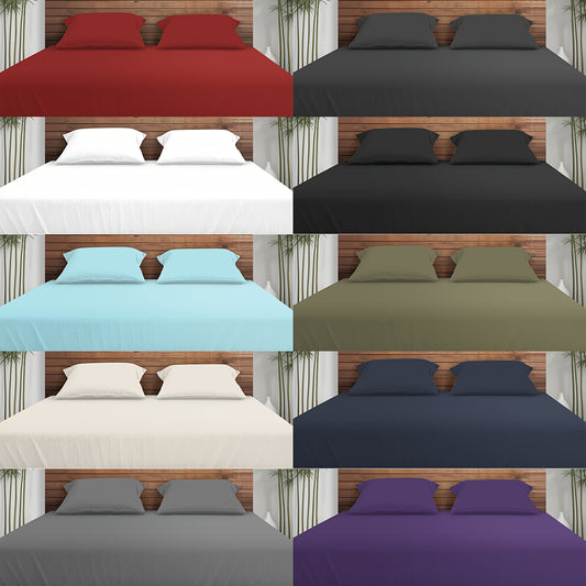 100% Bamboo Fiber Bed 3pcs Set, Comfortable - Hotel Luxury Bed Sheet+Pillowcase