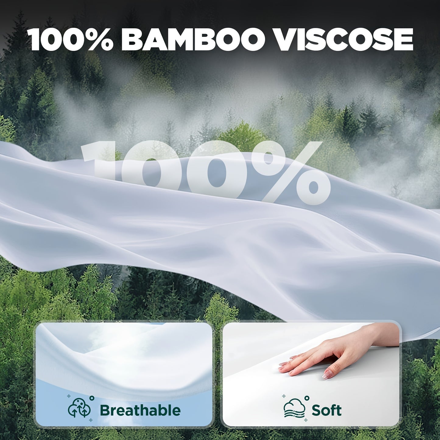100% Bamboo Fiber Bed 3pcs Set, Comfortable - Hotel Luxury Bed Sheet+Pillowcase