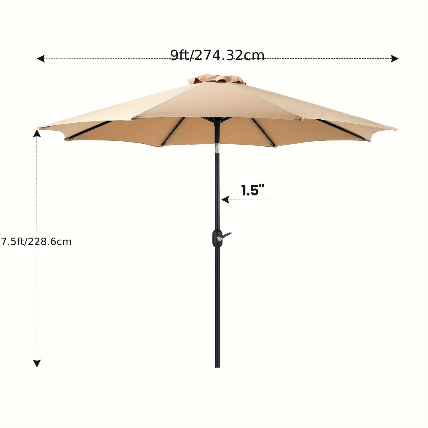 9 FT Patio Table Umbrella With Push Button Tilt And Crank