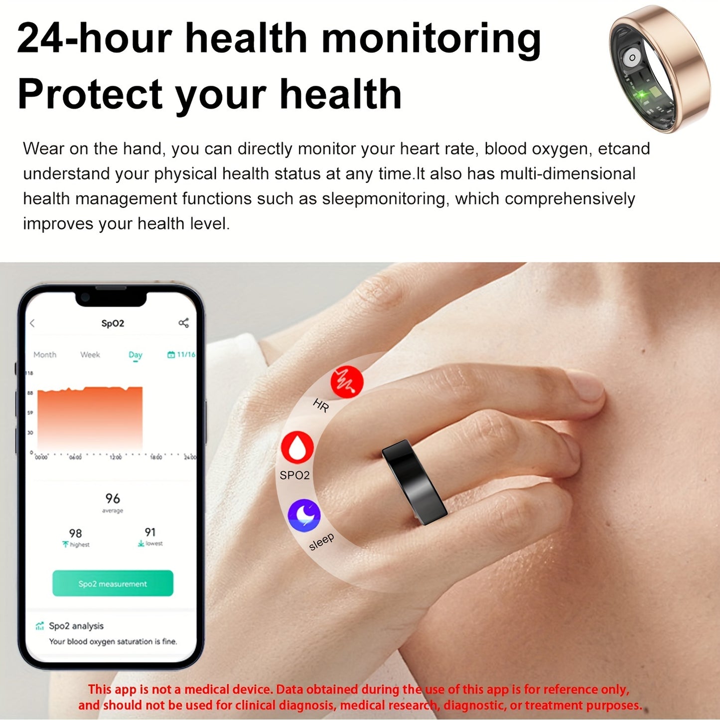 [Smart Fitness Ring]  Smart Ring for Men or Women - Activity and Fitness Tracker with Steps, Calories, Sleep Tracking, Exercise Monitoring for iPhone for Android