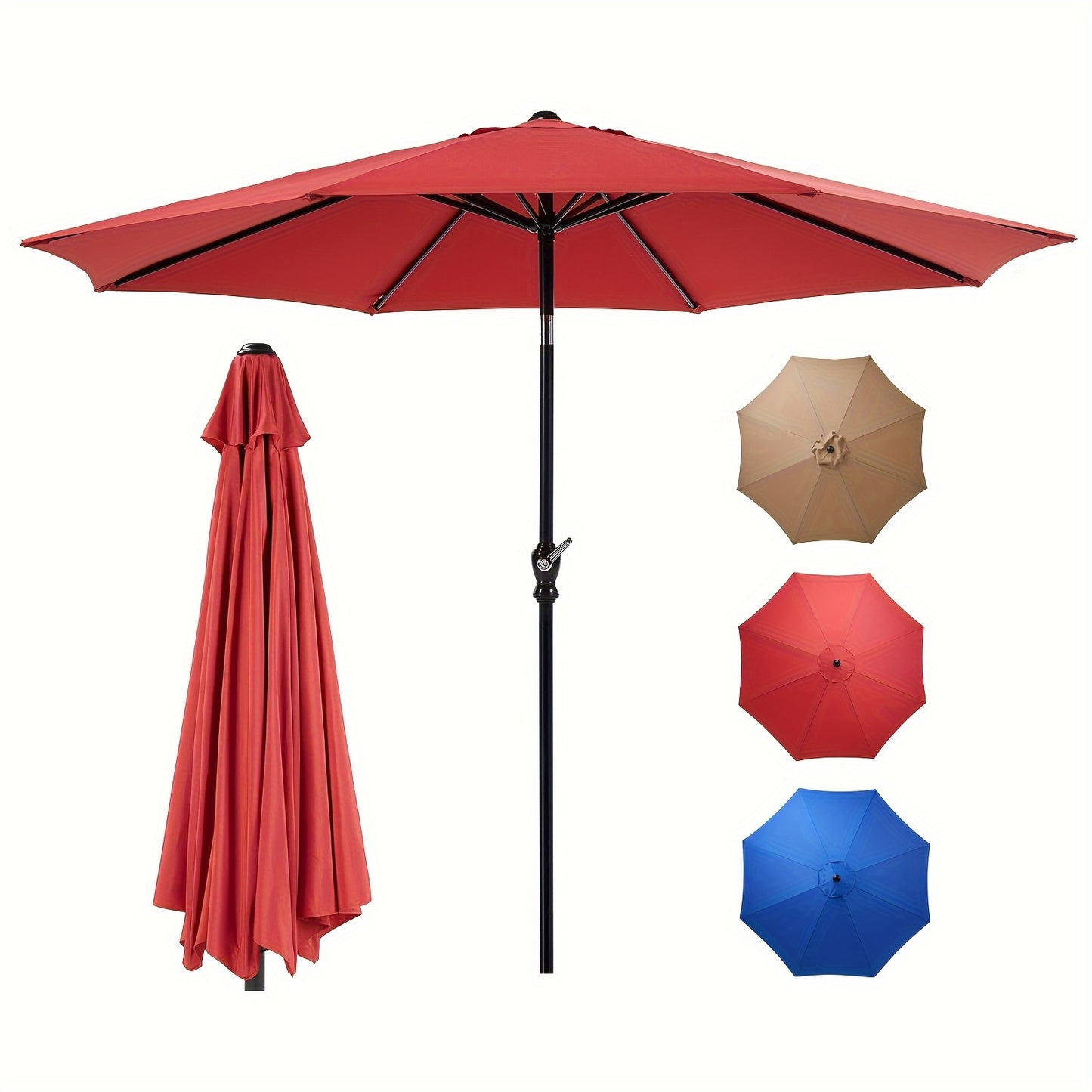 9 FT Patio Table Umbrella With Push Button Tilt And Crank