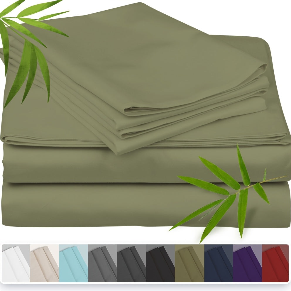 100% Bamboo Fiber Bed 3pcs Set, Comfortable - Hotel Luxury Bed Sheet+Pillowcase