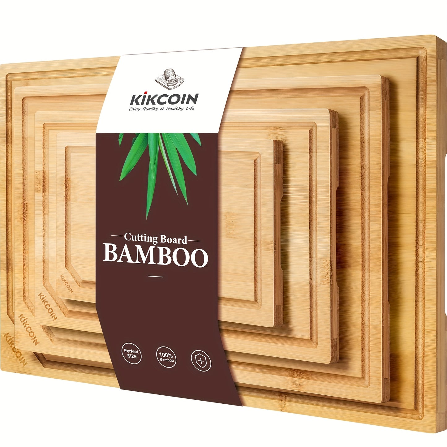 4pcs Extra Large Kitchen Bamboo Cutting Board Set, Heavy Duty Cutting Board with Juice Grooves