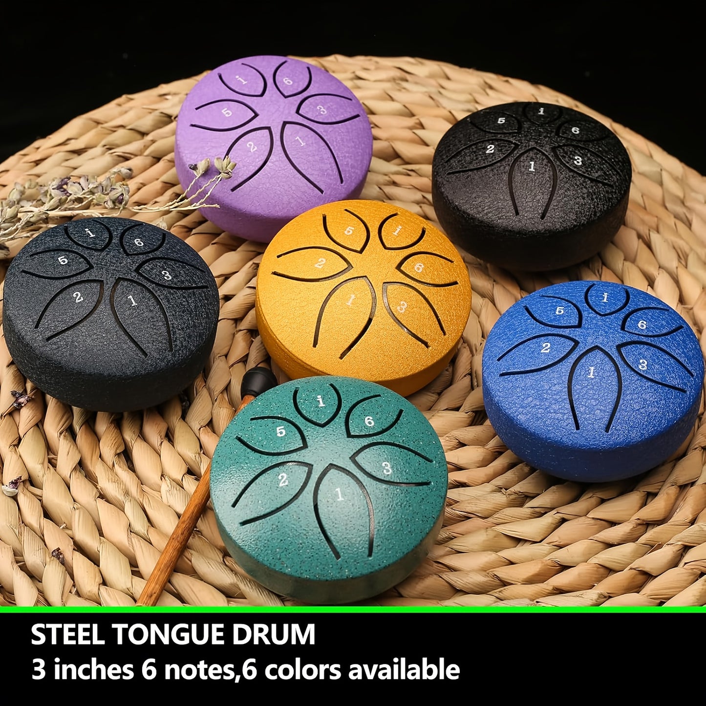 Portable 6-Tone Mini Steel Tongue Drum 3 Inch Handheld Percussion Instrument for Beginners with Mallets Music Book and Easy Guide for Mardi Gras and Wedding Celebrations