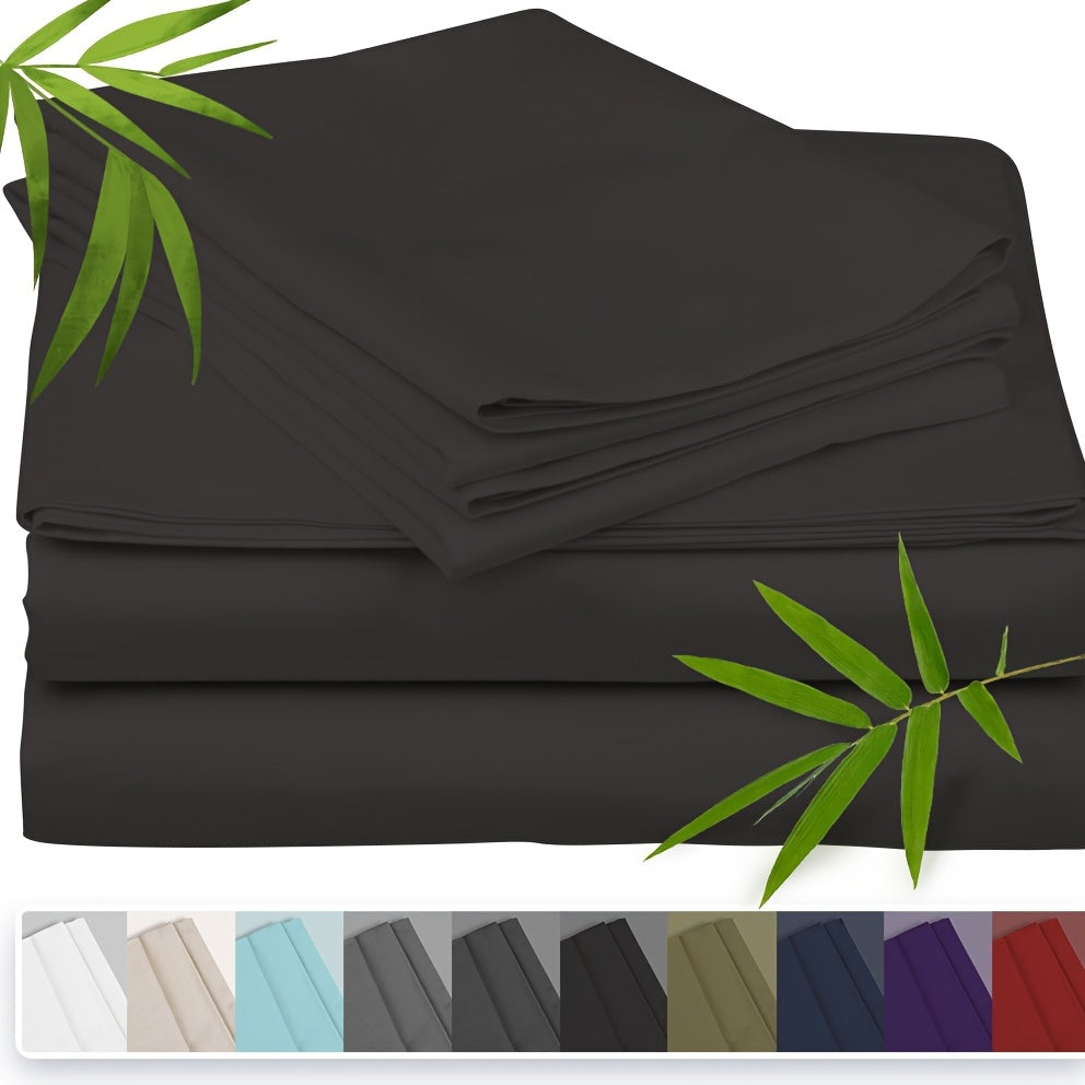 100% Bamboo Fiber Bed 3pcs Set, Comfortable - Hotel Luxury Bed Sheet+Pillowcase