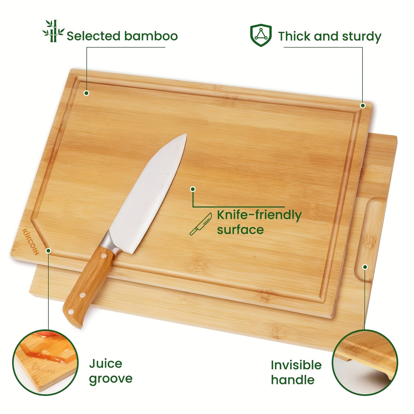4pcs Extra Large Kitchen Bamboo Cutting Board Set, Heavy Duty Cutting Board with Juice Grooves