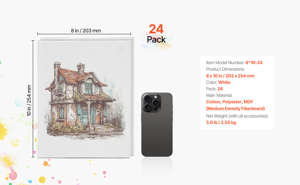 White Canvases Painting Canvas Panels for  Sketching Acrylic Oil Painting Watercolor Paint Canvas