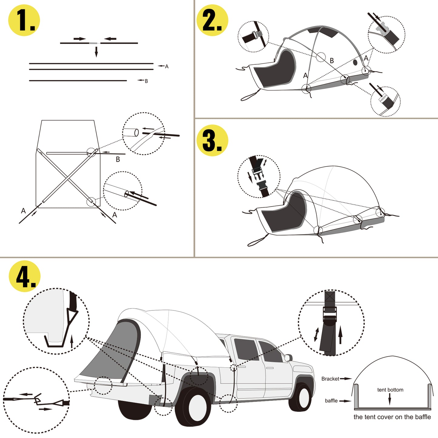 VEVOR 5-8 FT Waterproof Truck Tent Bed for Camping Hiking