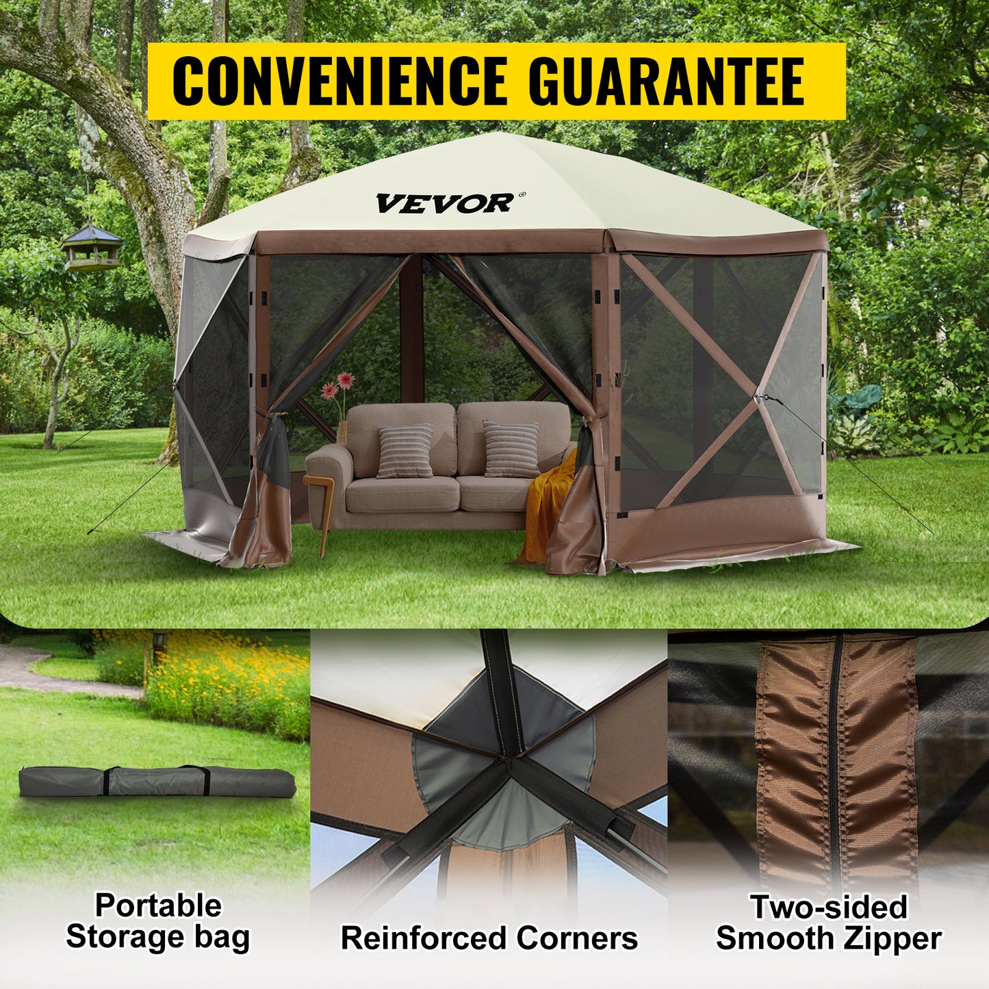 Waterproof Screen Shelter 8 Person Camping 10'x10' Gazebo Tent