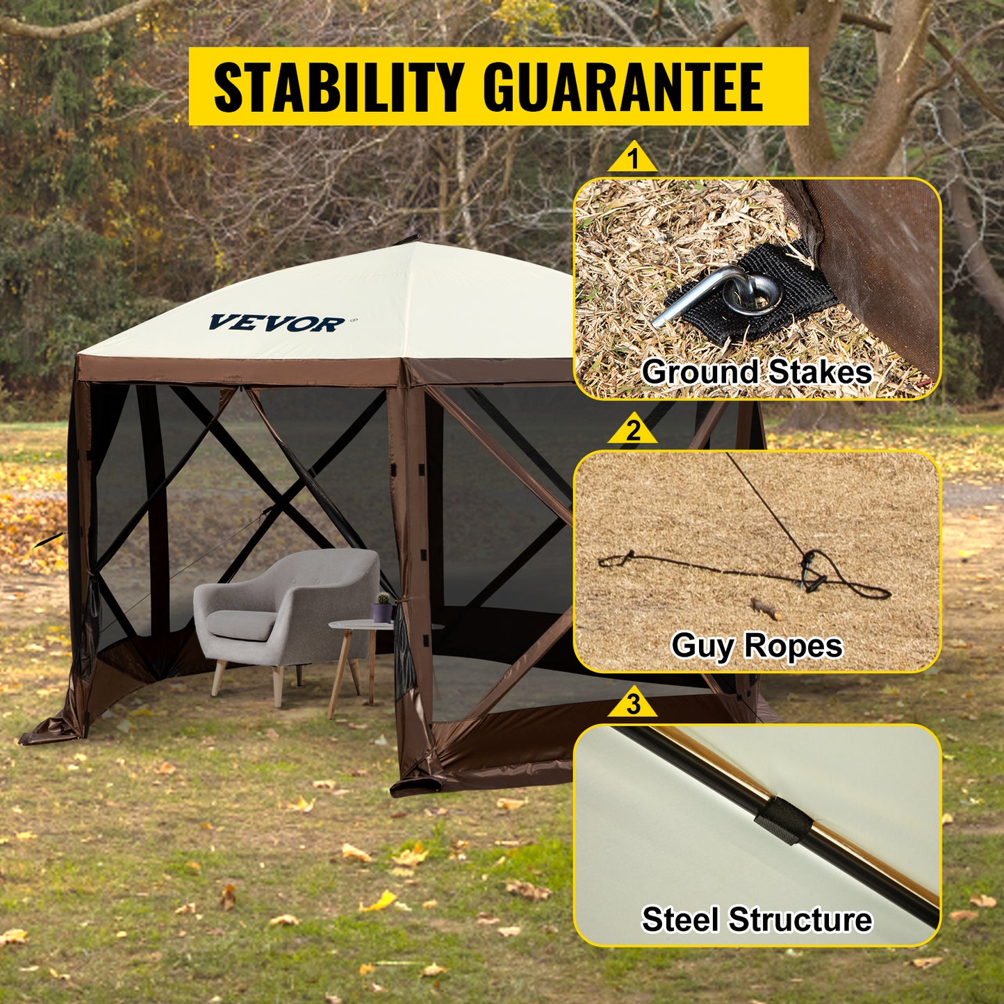 Waterproof Screen Shelter 8 Person Camping 10'x10' Gazebo Tent