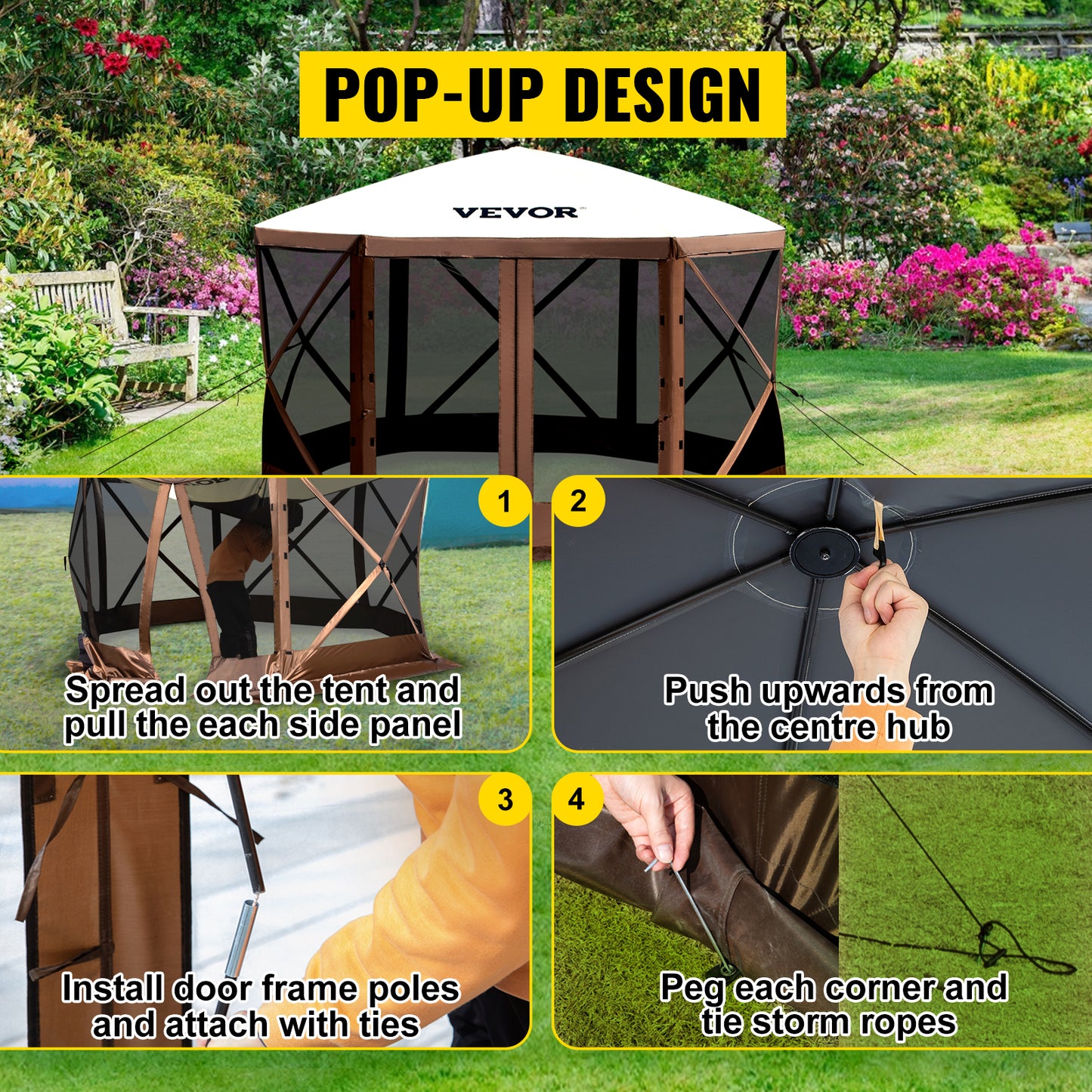 Waterproof Screen Shelter 8 Person Camping 10'x10' Gazebo Tent